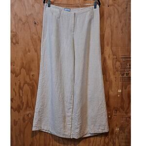 ITW by Claude Brown Mid-Rise Wide Leg Linen Pants Women's 8 Beige Minimalist